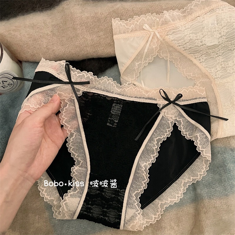 French Girl ~ Pastoral Style Comfortable Lace Underwear Women's Summer Thin Lace Breathable Crotch Pure Desire Briefs French Girl ~ Pastoral Style Comfortable Lace Underwear Women's Summer Thin Lace Breathable Crotch Pure Desire Briefs
