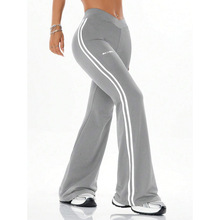 J 61513 Ice silk stripe flared yoga shark pants ��˿����΢��