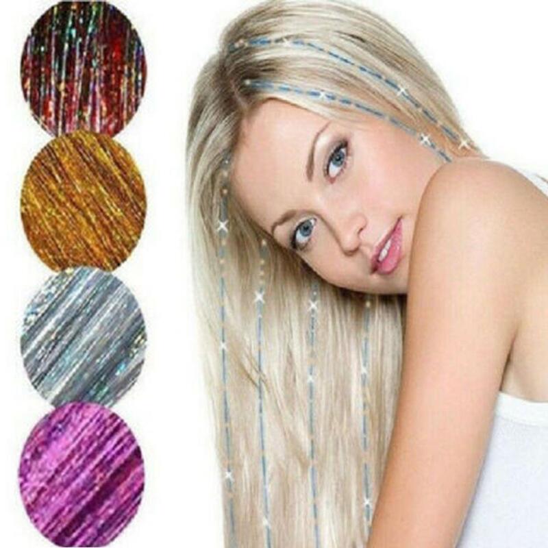Processed and Customized Colorful Wig Gold Wire Laser Wire Colorful Hair Extensions Gold Wire Glitter Braided Laser Gold Wire Hair Extensions