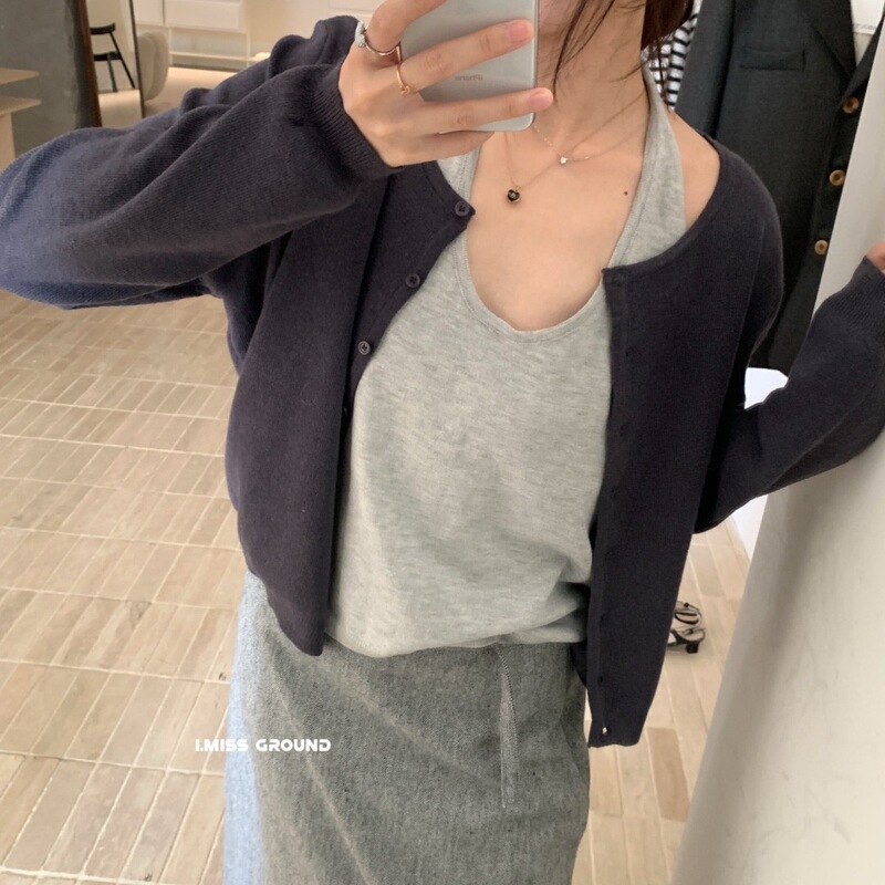 I MISS2025秋季新款设计感条纹假两件针织开衫女宽松显瘦毛衣外套|undefined