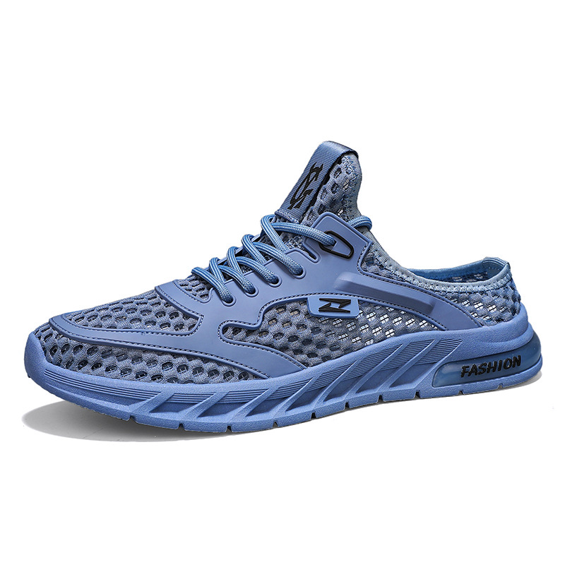 Zapatos de hombre, moda de verano, zapatos casuales, zapatos de malla huecos y transpirables, zapatos deportivos de color sólido para estudiantes coreanos, una pieza