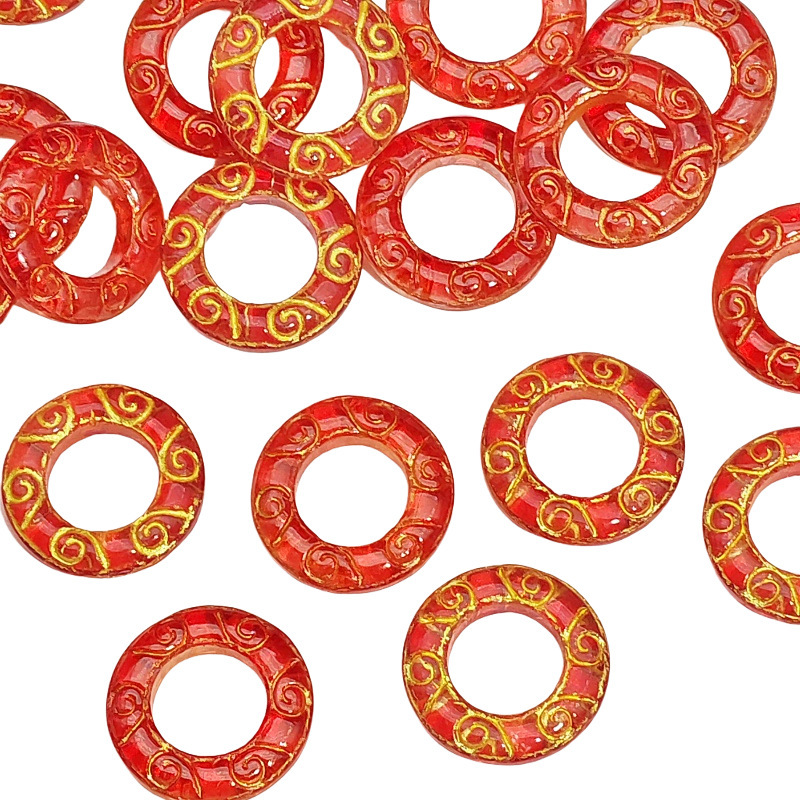 描金琉璃云纹跑环散珠手工DIY手项链饰品串珠配饰甜甜圈材料配件|undefined