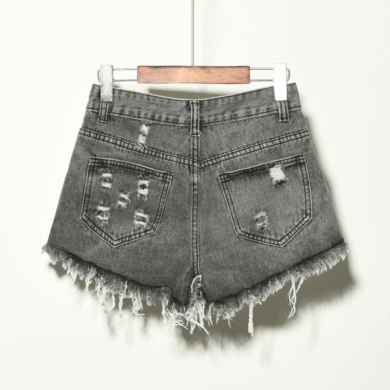 Summer ripped student plus-size denim shorts for women, trendy loose fit for plus-size girls, large size hot pants Summer ripped student plus-size denim shorts for women, trendy loose fit for plus-size girls, large size hot pants
