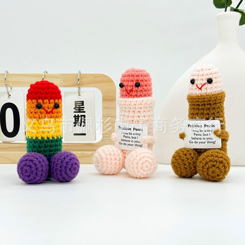 Muñecas de punto hechas a mano soporte emocional emoticon extraña bolsa adornos de escritorio regalo