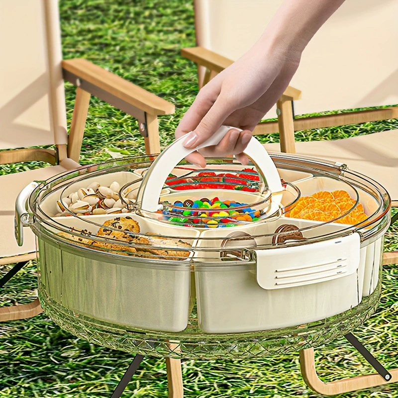 [A multi section rotating fruit snack tray with a lid a 跨境]