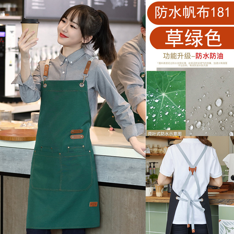 Delantal de lona, logotipo, impresión de catering, tienda de té con leche especial, floristería, tintinera de café, ropa de trabajo impermeable, personalización femenina