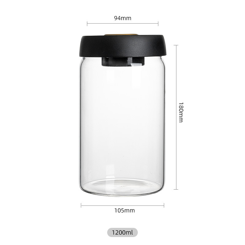 Granos de café sellados latas de almacenamiento de cocina latas de vidrio al por mayor transfronterizas humedad vacío de grado alimenticio latas de vidrio de presión
