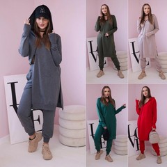 2025欧美新品女装亚马逊连帽运动时尚休闲拉链大码不对称长袖套装