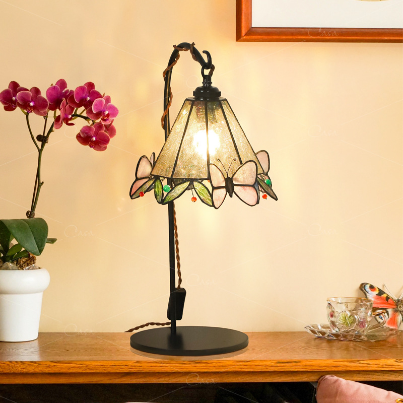 French Retro Butterfly Bedside Table Lamp Living Room Coffee Table Decorative Lamp Medieval Nostalgic Creative Bedroom Atmosphere Lighting