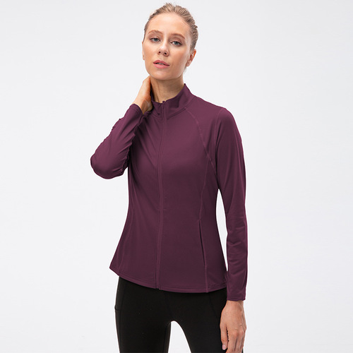 Ladies Autumn/Winter Zipper Long-Sleeve Sports Jacket Tight Fitness Yoga Elastic Quick-Dry Running Top 12613