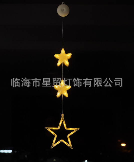 Transfronterizo LED lámpara de lechón decorativa de Navidad muñeco de nieve árbol de Navidad de cinco puntas cortina de la batería lámpara de vacaciones pequeña lámpara de color