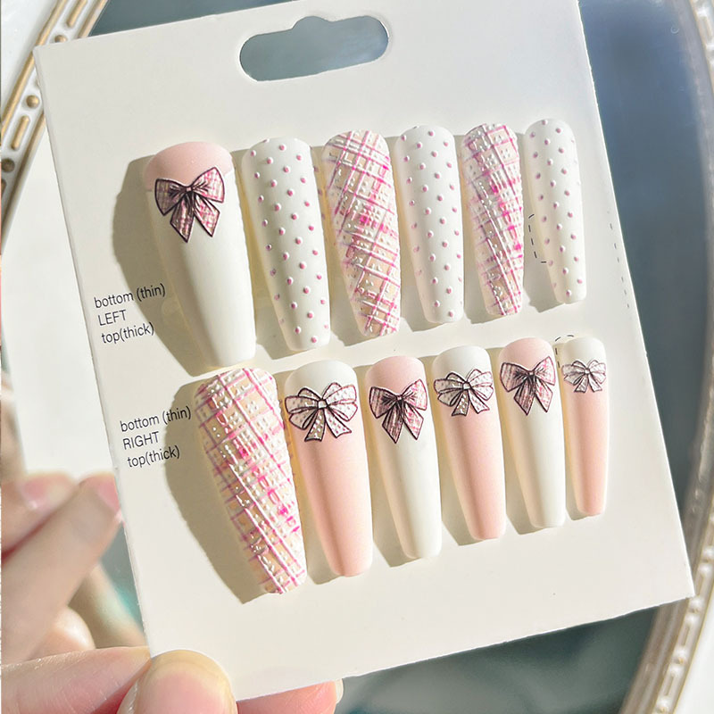 Nuevas uñas portátiles para adultos, uñas en relieve estéreo, parches de manicura, uñas postizas, uñas terminadas, uñas largas de ballet