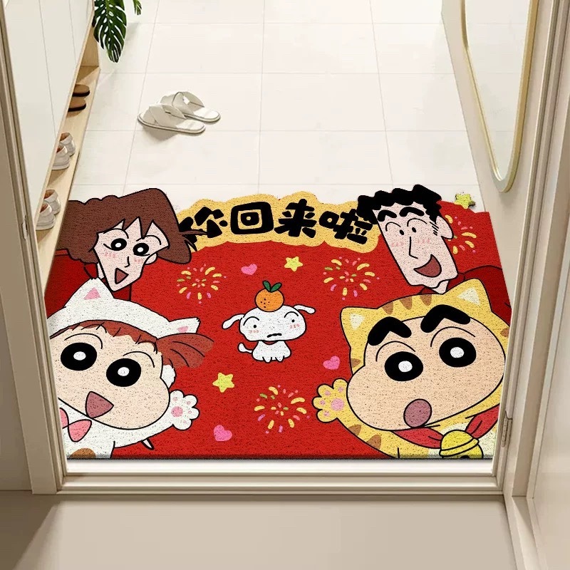 蜡笔小新入户地垫你回来啦进门门口玄关家用脚垫可裁剪丝圈地垫|undefined