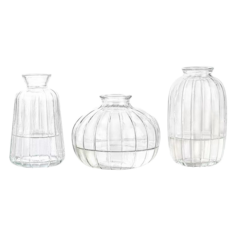 Mini ins estilo creativo florero de vidrio flores planta verde hidropónico planta de rábano verde solo pequeño florero decoración de escritorio