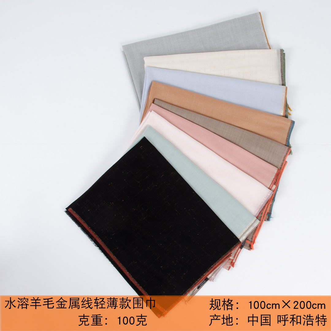 Nuevo 200 soluble en agua de lana barba caramelo liso metálico bufanda otoño y el invierno las mujeres ampliado chal
