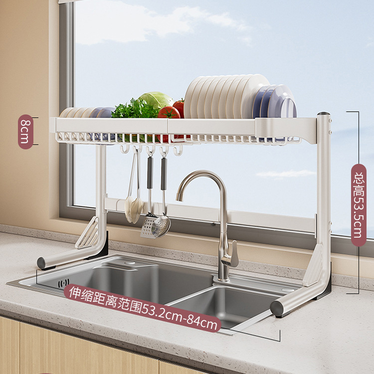 Fregadero retráctil estante de almacenamiento cocina plato multifuncional estante de almacenamiento cuchillo estante de plato fregadero estante de lavado estante de drenaje