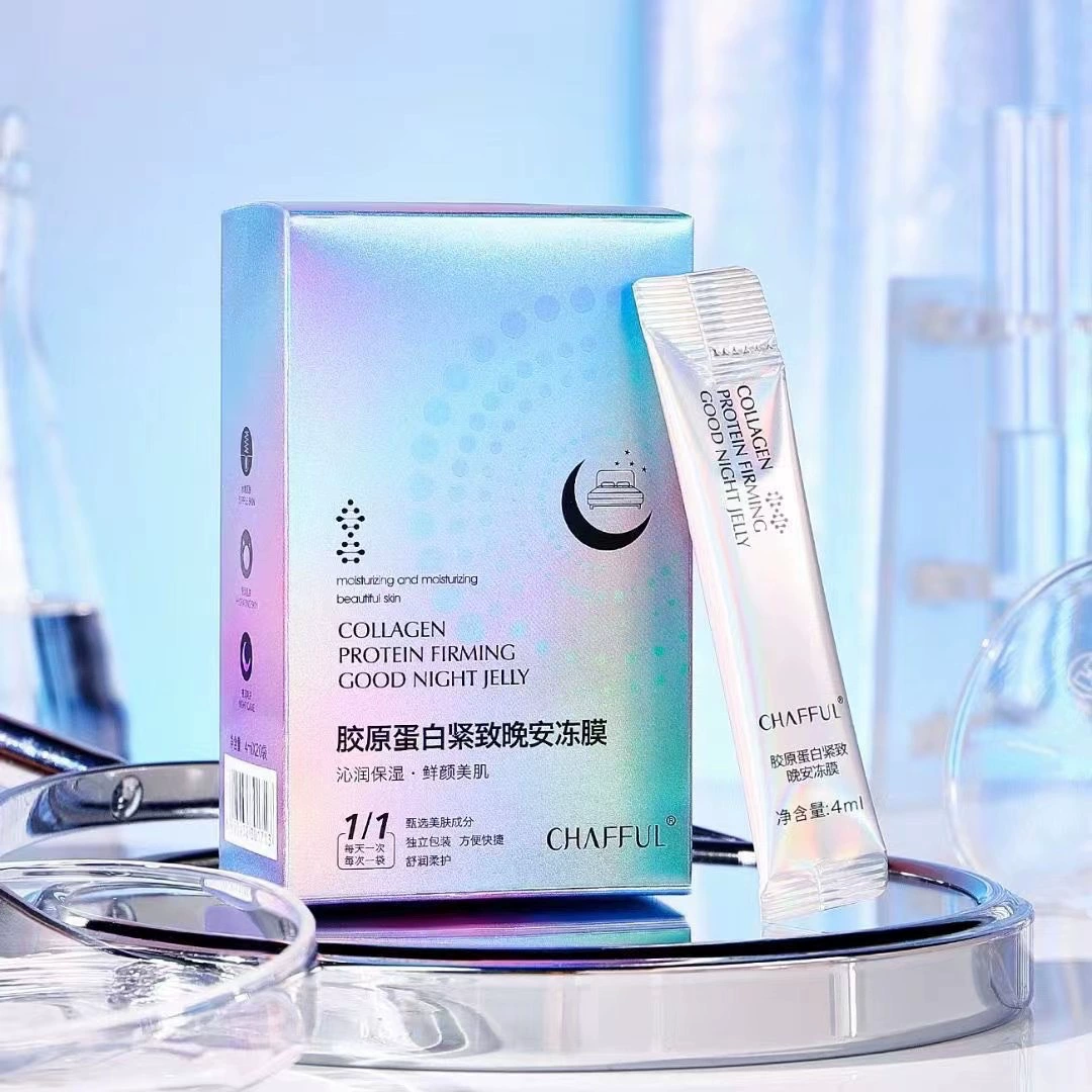 Ночная гелевая маска для лица (CHAFFUL) с collagen упругость и увлажнение, лёгкая подгонка 4 мл саше