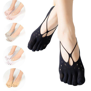 Spring and Summer Women's Five-Toe Mesh Invisible Socks, Strapless Shallow Thin Breathable Invisible Split-Toe Socks with Breathable Mesh
