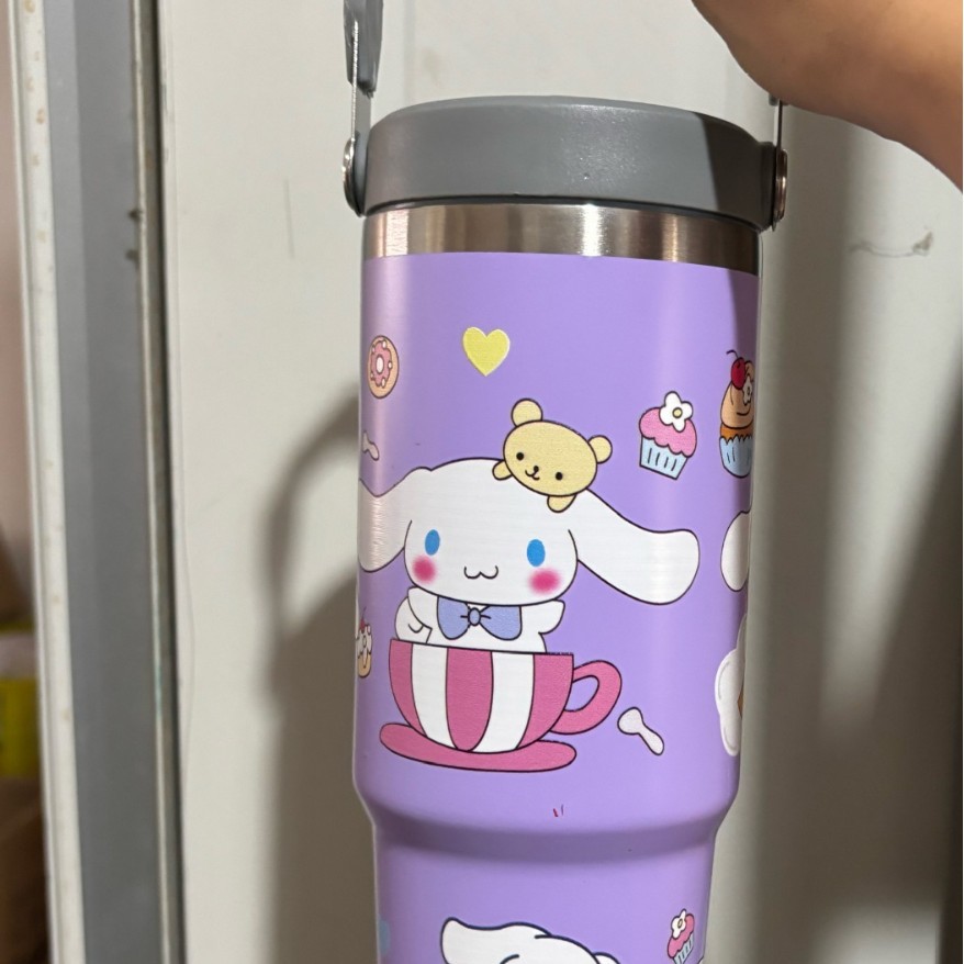 Nuevo 30oz taza de coche patrón de dibujos animados de gran capacidad de acero inoxidable termo de vacío taza de alta apariencia portátil mango de hielo