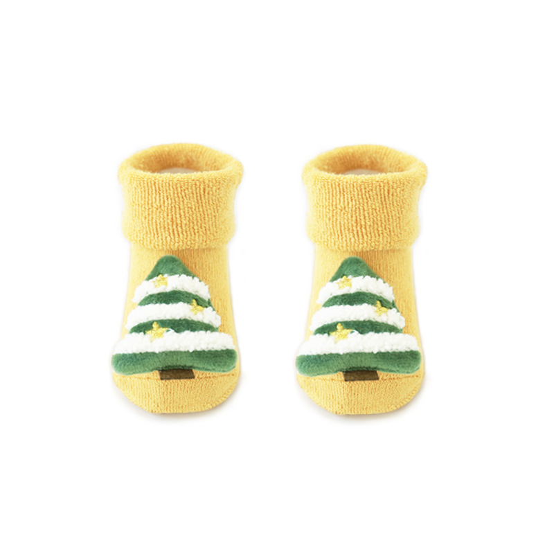 Invierno nuevo bucle engrosado calcetines bebés dispensando pegamento antideslizante calcetines de piso para niños calcetines de muñeca de dibujos animados de Navidad