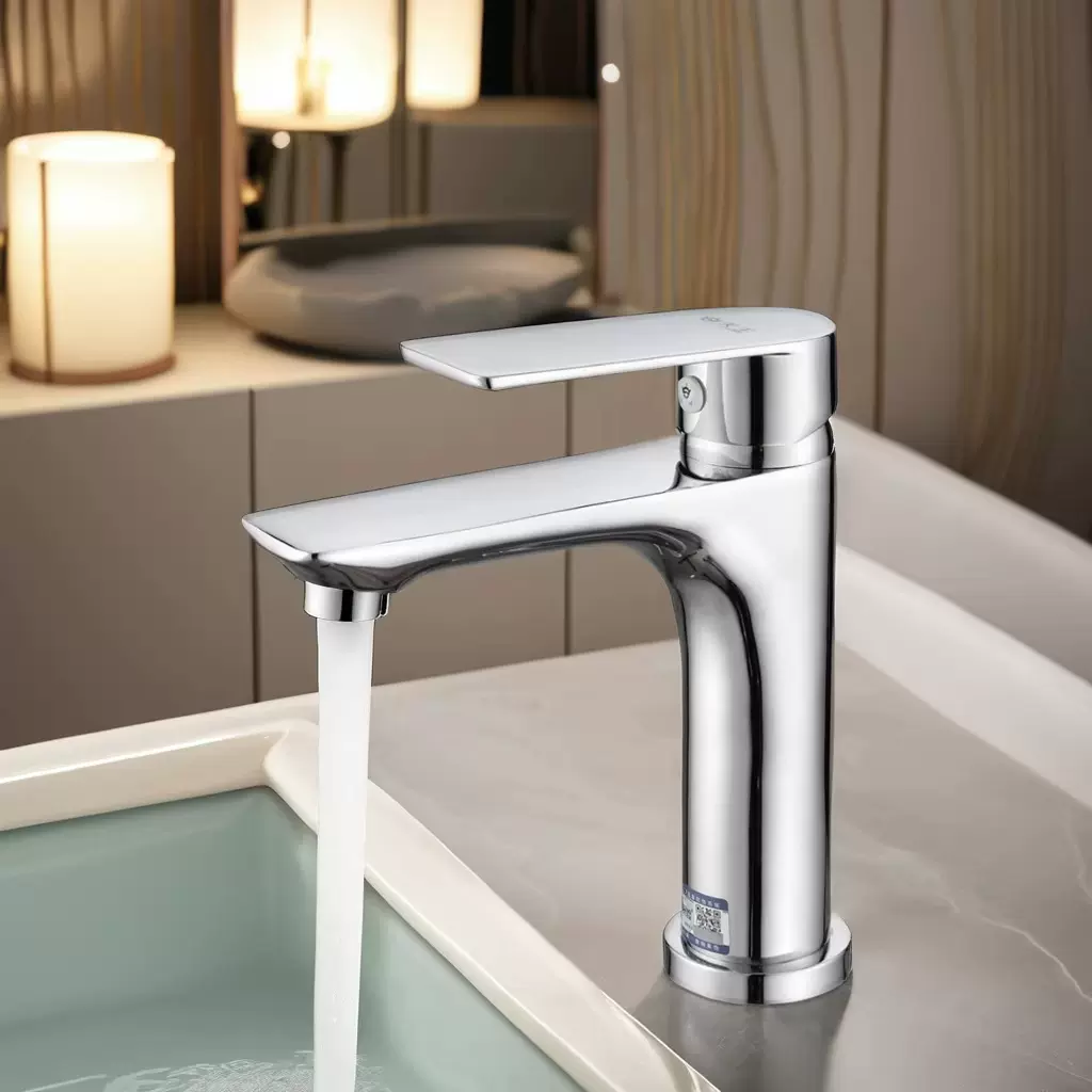 简约黄铜面盆龙头单联式混水龙头抬启式不锈钢龙头电镀防溅水龙头