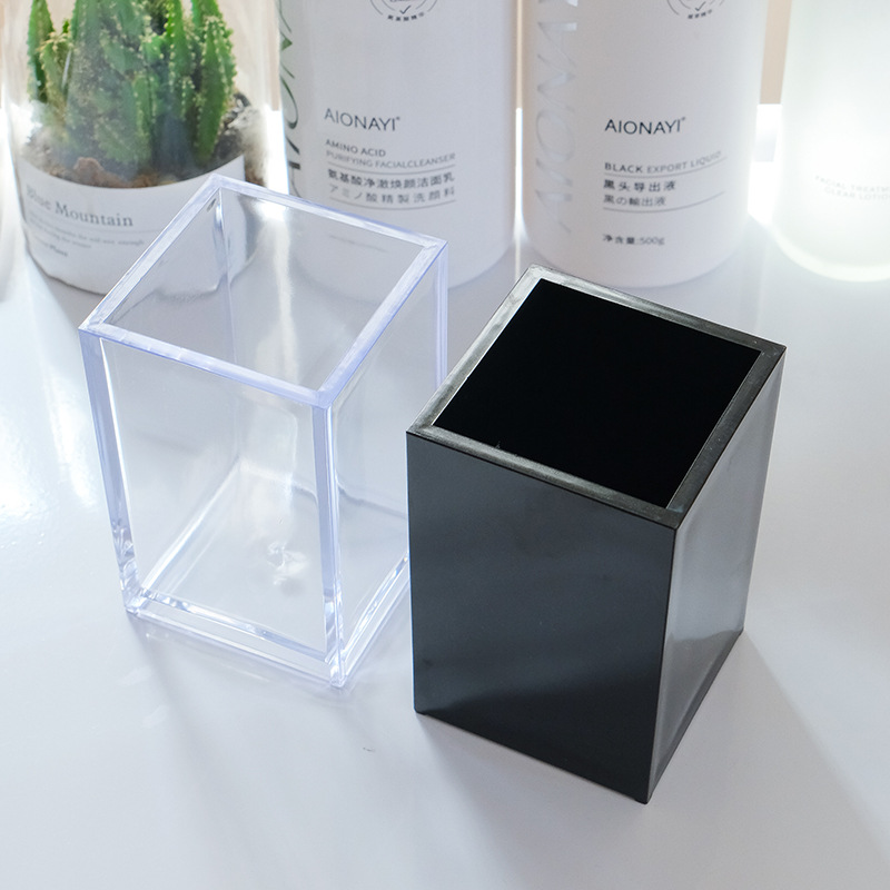 收纳盒面膜刷眉笔刷子架简约亚克力透明黑白色方形推车整理