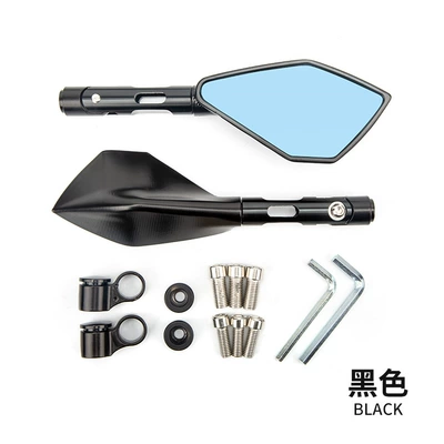Off-road straddle modified aluminum alloy rearview mirror motorcycle Diamond pentagonal mirror reverse mirror accessories hot sale (Motorcycle rearview mirror) - cnc-modified-pentagonal-mirror-short-rod-black