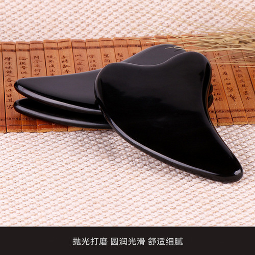 Triangular heart-shaped ox horn scraping pad, authentic ox horn scraping pad, natural horn dolphin-shaped massage pad