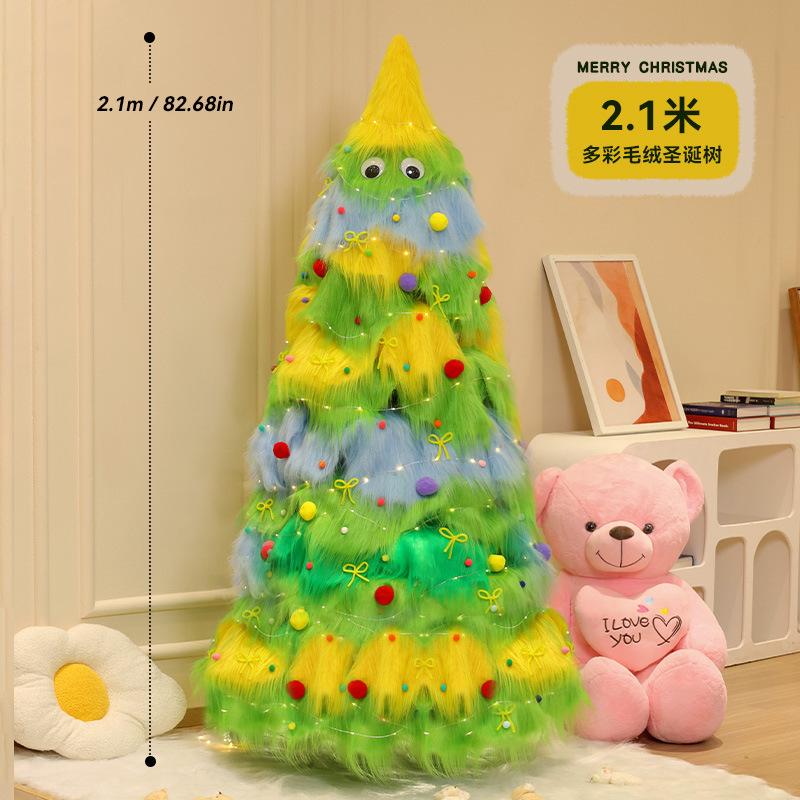 Decoraciones de Navidad 150 / 180 / 210cm árbol de Navidad peludo dibujos animados set de árbol de Navidad decoración de Navidad