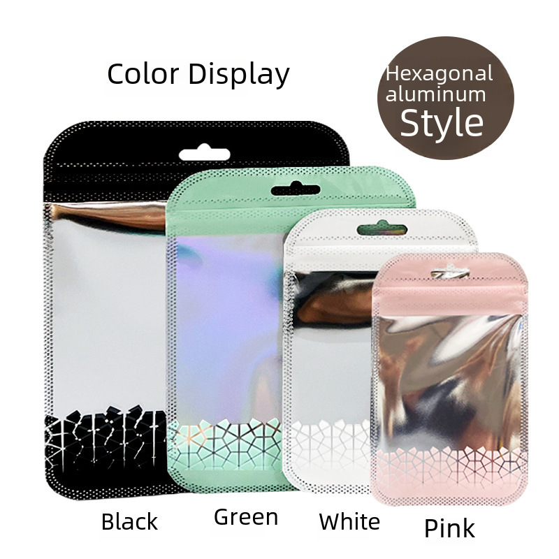 Transparent self-sealing bags with pearl luster, frosted color-changing bags, beauty sponge laser bags, plastic packaging bags