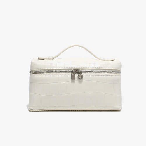 LP19 Crocodile Pattern Lunch Box Bag, New Gigi Style Kelly Lychee Pattern Leather Handbag, Simple Single Shoulder Bag for Women