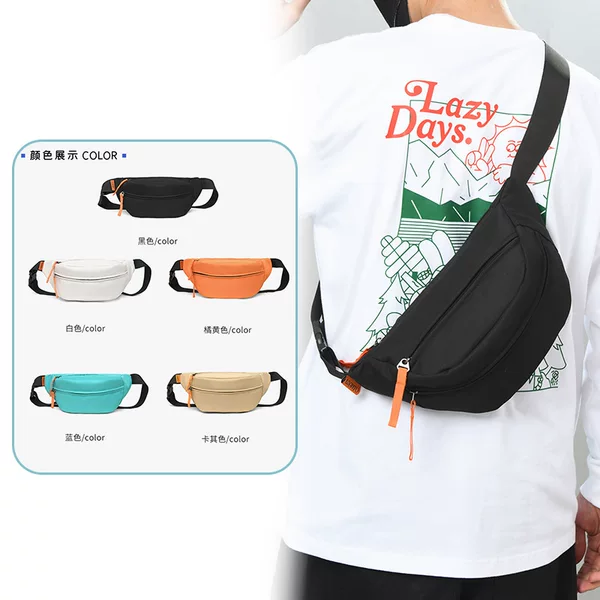Simple Solid-Color Waist Bag with Customizable Logo, Casual Versatile Crossbody Bag, Large Capacity Chest Bag, Sports Phone Bag