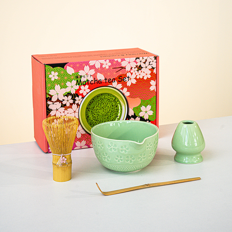 FJT 사쿠라 광구그릇 그린 4종세트(사쿠라 박스 그린무늬)