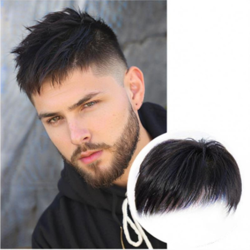 AliExpress Comercio exterior peluca pieza de reemplazo de cabello de cabeza de los hombres bloque frente calva cubierta de pelo blanco natural pelo artificial transpirable