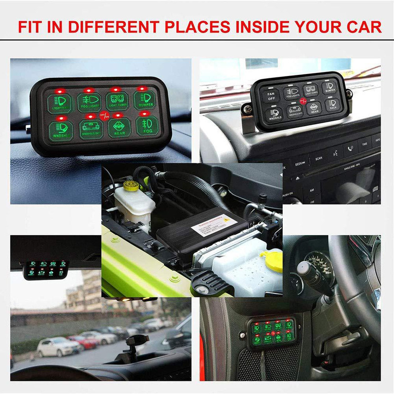Yacht car off-road switch panel electronic relay system 8-position switch Wrangler touch switch panel