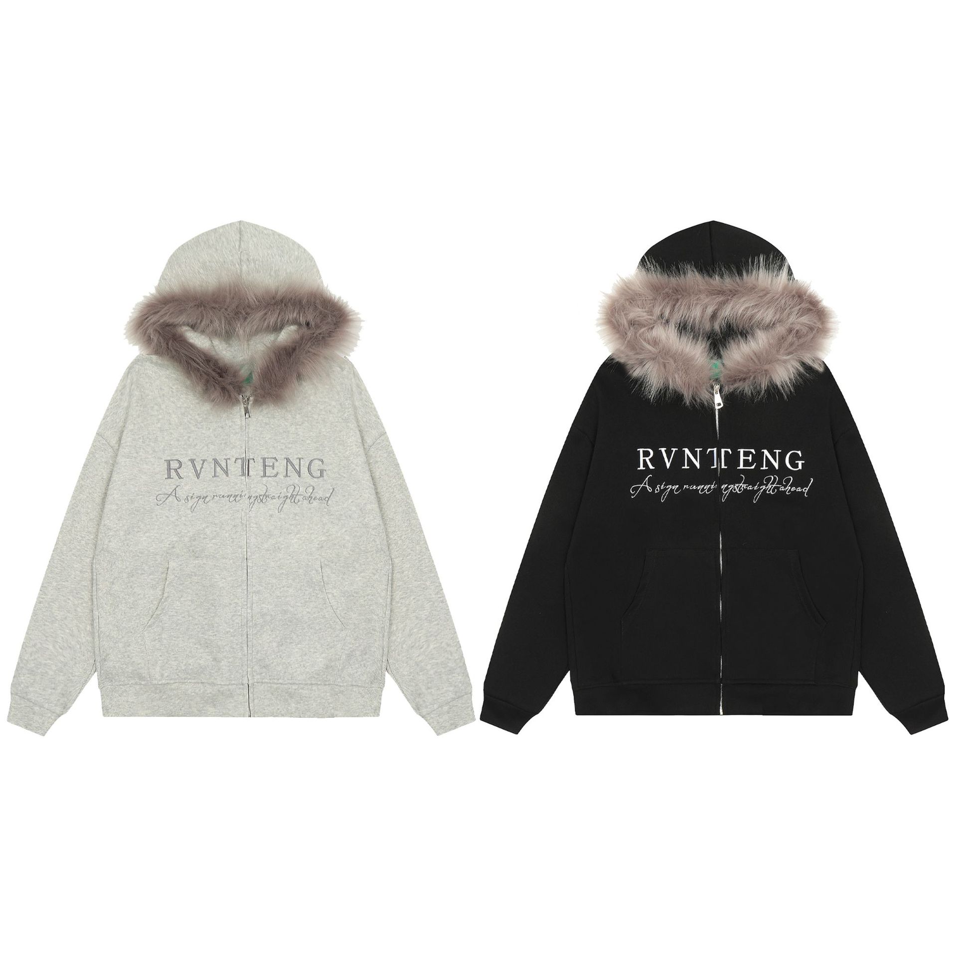 미국 편지 자수 모피 스티칭 후드 스웨터 카디건 하이 스트리트 남녀 맞춤형 트렌디 브랜드 캐주얼 커플 재킷