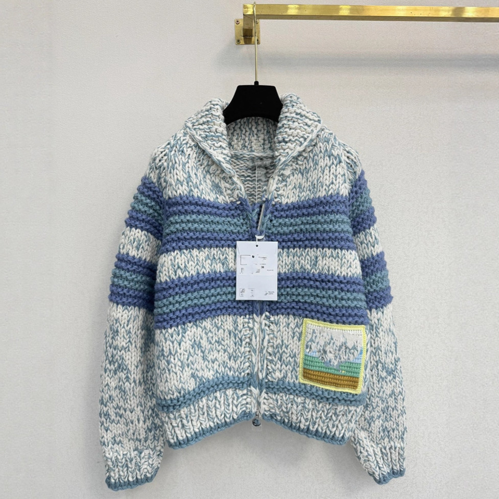 Elegant Little Chanel Style Knitted Cardigan for Women 2025 Autumn New Striped Socialite Soft Cozy Jacket Korean Sweater