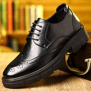 Inner Height Increase Leather Shoes 10cm Men's Brock Height Increase Shoes 8cm Business Dress Thick Bottom Wedding Shoes Men's One Piece Hair