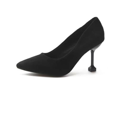 High Heel Women's Spring and Autumn Style Pointed Toe Slim Heel Black Professional Work Shoes for University Students and Etiquette Single Shoes