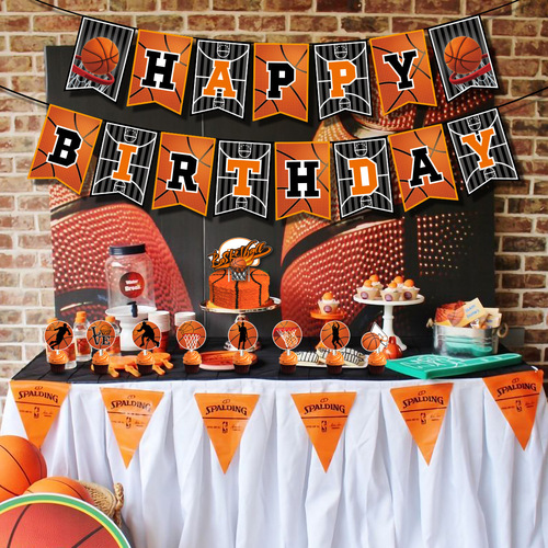 Basketball theme party decoration sports boy birthday flag cake insert balloon set decoration supplies