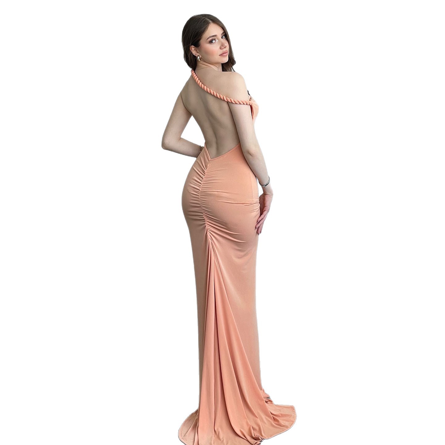 Banquet, Cocktail Party Occasion Strapless, Halter Neck Neckline Wholesale Women's Elegant Sexy Backless Solid Color Banquet Cocktail Party Strapless Halter Neck Sleeveless Trumpet Dress
