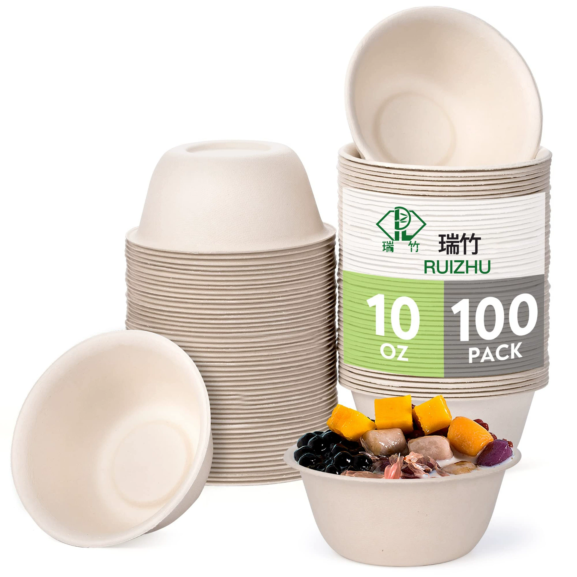 Customized disposable bamboo pulp bowl can degrade bamboo fiber round bowl round takeaway pack box thick paper bowl soup bowl