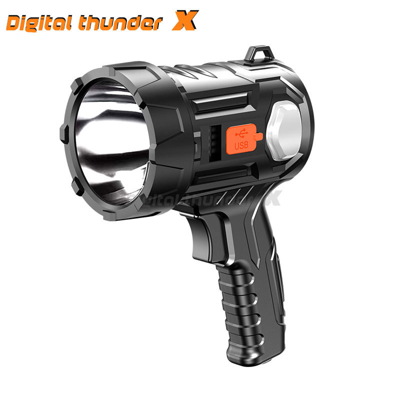 Transfronterizo nuevo reflector multifunción LED fuerte pistola de luz de mano linterna al aire libre luz de emergencia de tres colores de atenuación