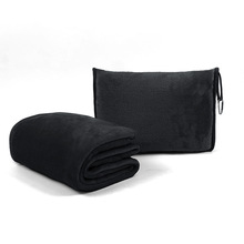 多功能旅行收纳双面绒毯子便携式航空飞机法兰绒毛毯厂家批发