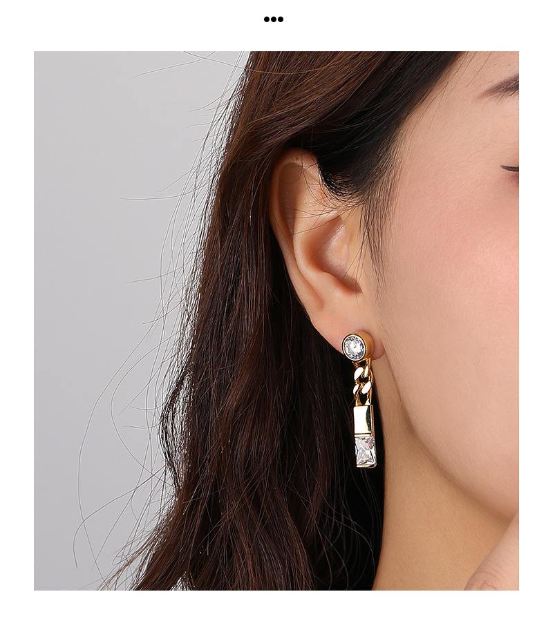 Fashion Simple Style Geometric Sterling Silver Plating Metal Zircon Earrings