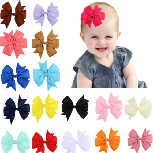 2024 European and American hair accessories, ribbed swallowtail ribbon, V-shaped bow hair accessories, hairpins, children's fashion hairpins