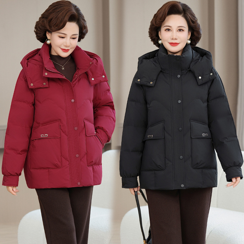 Hooded White Duck down Jacket, Classy Middle-Aged Mother's Accessible Luxury and Western Style Big-Name Women's Mid-Length Age-Reducing down Jacket for Women Hooded White Duck down Jacket, Classy Middle-Aged Mother's Accessible Luxury and Western Style Big-Name Women's Mid-Length Age-Reducing down Jacket for Women