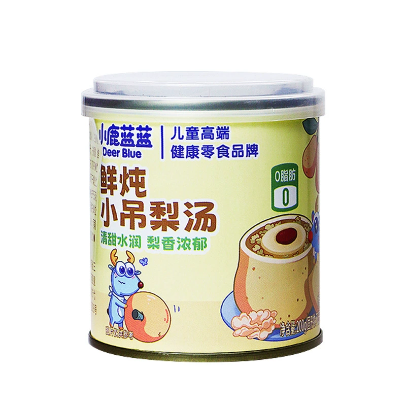 小鹿蓝蓝 Свежеприготовленный детский грушевый суп, свежеприготовленные детские снеки, консервированный грушевый суп, фрукты яркие и сладкие. Открыть банку и есть