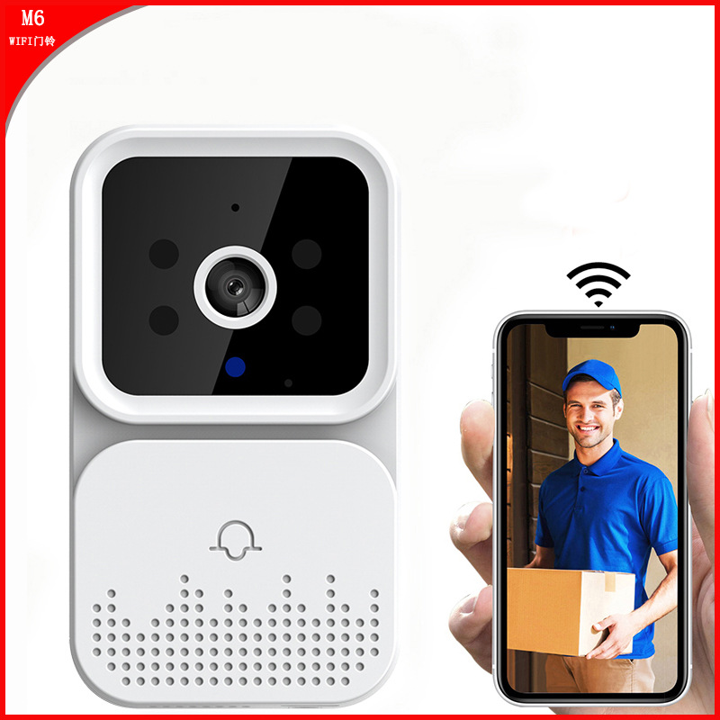 无线可视智能门铃wifi智能家用报警门铃监控电子猫眼摄像机M6工厂