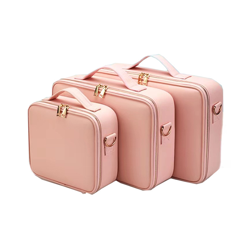 Pu Rosa uñas belleza cosméticos caja de almacenamiento viaje portátil ins estilo maquillaje artista maquillaje bolsa de almacenamiento